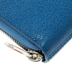 Pre Owned Tumi Blue Leather Chelsea Zip Around Continental Wallet