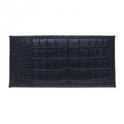 Pre Owned Tumi Black Crocodile Embossed Envelope Pouch