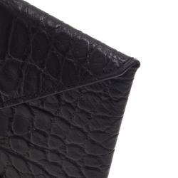 Pre Owned Tumi Black Crocodile Embossed Envelope Pouch