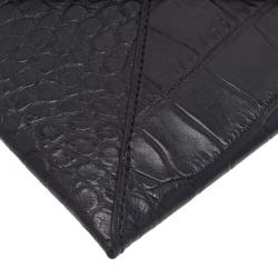 Pre Owned Tumi Black Crocodile Embossed Envelope Pouch