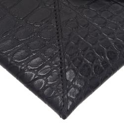 Pre Owned Tumi Black Crocodile Embossed Envelope Pouch