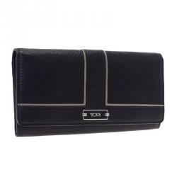 Pre Owned Tumi Black Leather Chelsea Continental Flap Wallet