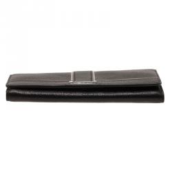 Pre Owned Tumi Black Leather Chelsea Continental Flap Wallet
