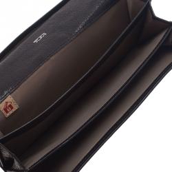 Pre Owned Tumi Black Leather Chelsea Continental Flap Wallet