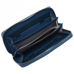 Pre Owned Tumi Blue Leather Zip Around Wallet