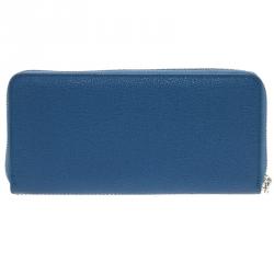 Pre Owned Tumi Blue Leather Zip Around Wallet