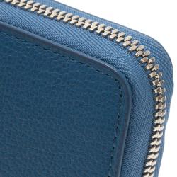 Pre Owned Tumi Blue Leather Zip Around Wallet