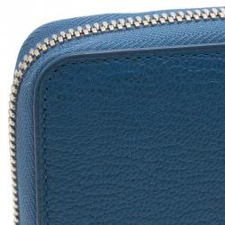 Pre Owned Tumi Blue Leather Zip Around Wallet