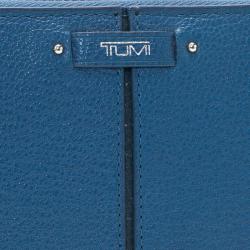 Pre Owned Tumi Blue Leather Zip Around Wallet