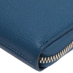 Pre Owned Tumi Blue Leather Zip Around Wallet