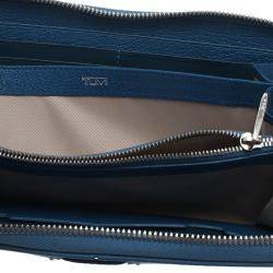 Pre Owned Tumi Blue Leather Zip Around Wallet