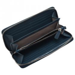 Pre Owned Tumi Blue Leather Zip Around Wallet