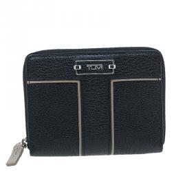 Tumi Black Leather Zip Around Wallet 