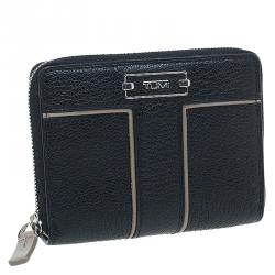 Tumi Black Leather Zip Around Wallet 