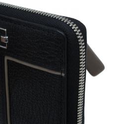 Tumi Black Leather Zip Around Wallet 