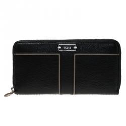 Tumi Black Leather Zip Around Wallet