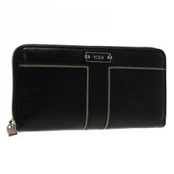Tumi Black Leather Zip Around Wallet