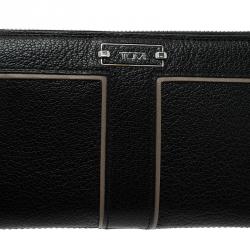 Tumi Black Leather Zip Around Wallet