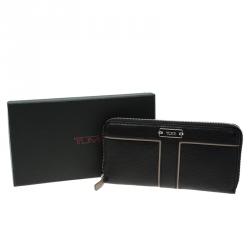 Tumi Black Leather Zip Around Wallet