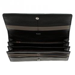 Pre Owned Tumi Black Leather Chelsea Continental Flap Wallet