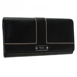 Pre Owned Tumi Black Leather Chelsea Continental Flap Wallet