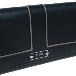 Pre Owned Tumi Black Leather Chelsea Continental Flap Wallet