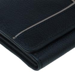 Pre Owned Tumi Black Leather Chelsea Continental Flap Wallet