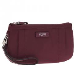 Pre Owned Tumi Burgundy Nylon Pouch