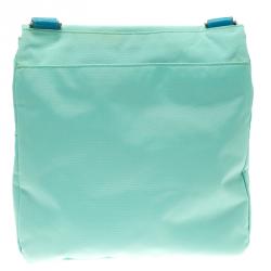 Pre Owned Tumi Mint Blue Nylon Crossbody Flap Bag