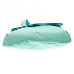 Pre Owned Tumi Mint Blue Nylon Crossbody Flap Bag