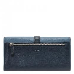 Pre Owned Tumi Blue Leather Buckle Detail Continental Wallet