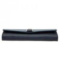 Pre Owned Tumi Blue Leather Buckle Detail Continental Wallet