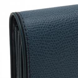Pre Owned Tumi Blue Leather Buckle Detail Continental Wallet