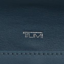 Pre Owned Tumi Blue Leather Buckle Detail Continental Wallet