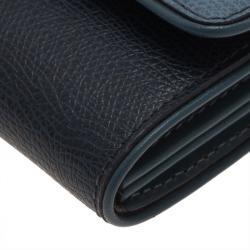 Pre Owned Tumi Blue Leather Buckle Detail Continental Wallet