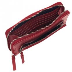 Pre Owned Tumi Red Leather Zip-Around Wallet 