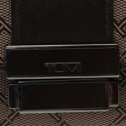 Tumi Brown Leather and Canvas Logo Continental Flap Wallet
