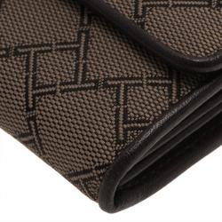Pre Owned Tumi Brown Leather and Canvas Logo Continental Flap Wallet