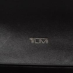 Tumi Brown Leather and Canvas Logo Continental Flap Wallet