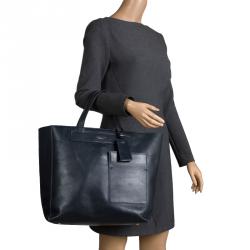 Pre Owned Tumi Navy Blue Leather Boulevard Tote