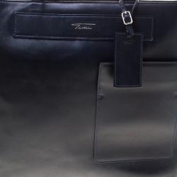 Pre Owned Tumi Navy Blue Leather Boulevard Tote