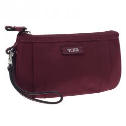 Pre Owned Tumi Burgundy Nylon and Leather Voyageur Pouch 