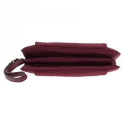 Pre Owned Tumi Burgundy Nylon and Leather Voyageur Pouch 
