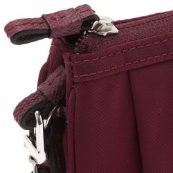 Pre Owned Tumi Burgundy Nylon and Leather Voyageur Pouch 
