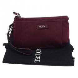 Pre Owned Tumi Burgundy Nylon and Leather Voyageur Pouch 
