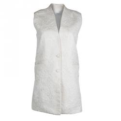 مملوكة مسبقًا Givenchy Cream Jacquard Metal Trim Sleeveless Jacket S