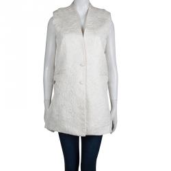 مملوكة مسبقًا Givenchy Cream Jacquard Metal Trim Sleeveless Jacket S