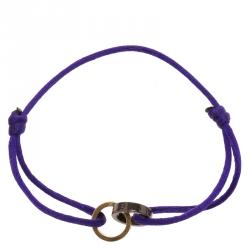 Pre Owned Cartier Love Diamond Rose Gold and Brown Ceramic Hoops  Cord Bracelet