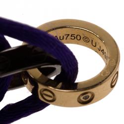 Pre Owned Cartier Love Diamond Rose Gold and Brown Ceramic Hoops  Cord Bracelet