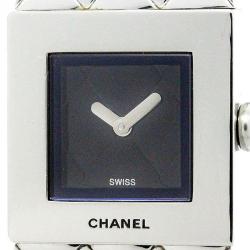 Pre Owned ساعة يد نسائية شانيل ماتلاس ستانلس ستيل سوداء 19 مم
